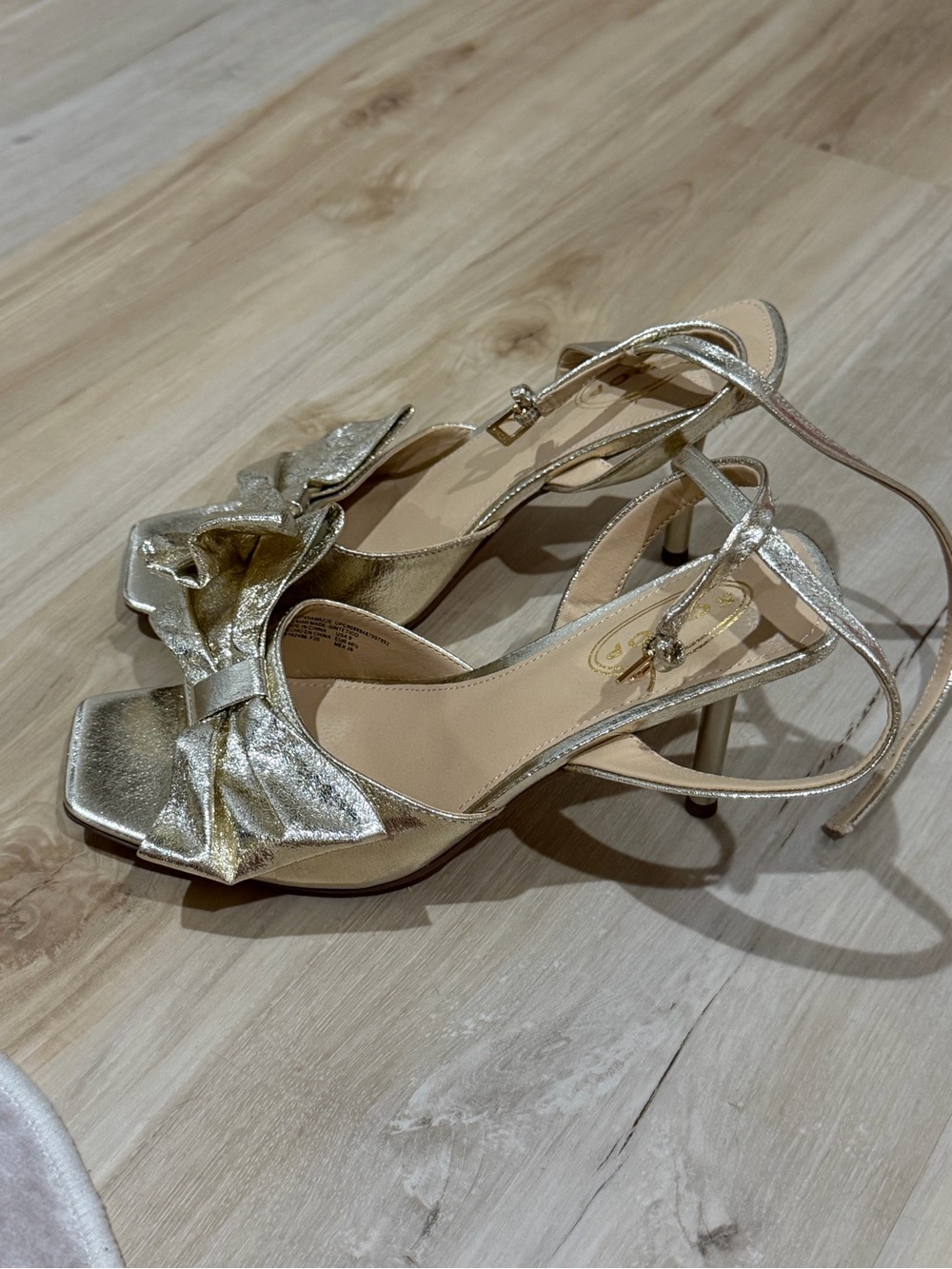 Gold Bow Slingback Heels for Women